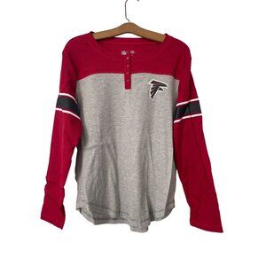 NFL Team Apparel Atlanta Falcons Long Sleeve Waffle Knit Tee Size L Gray Red NEW